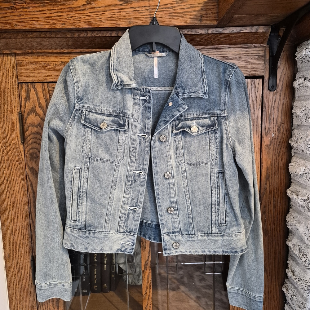 Free People Washed Blue Jean Jacket